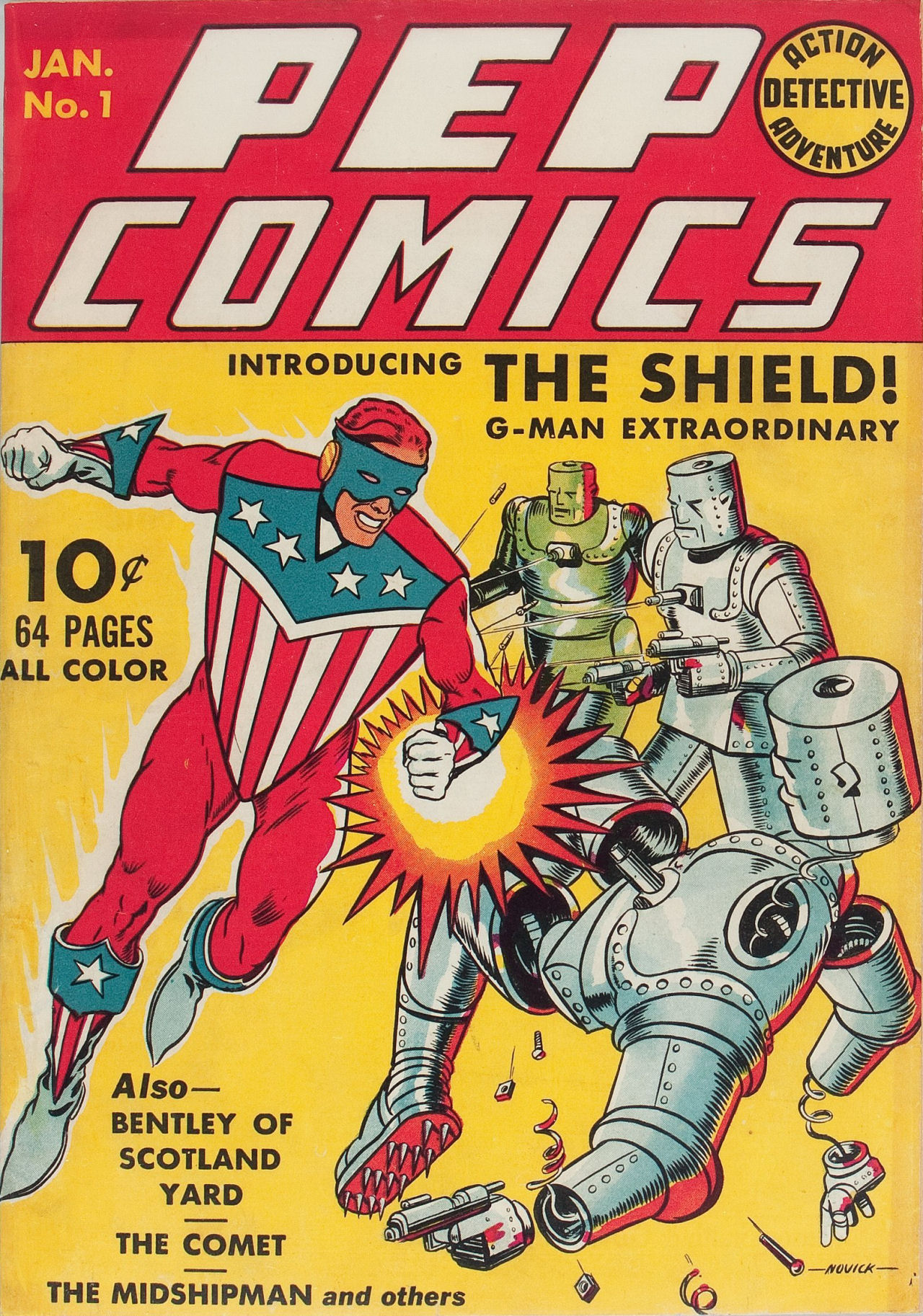 Cover of Pep Comics number 1 from January 1940, published by MLJ Magazines